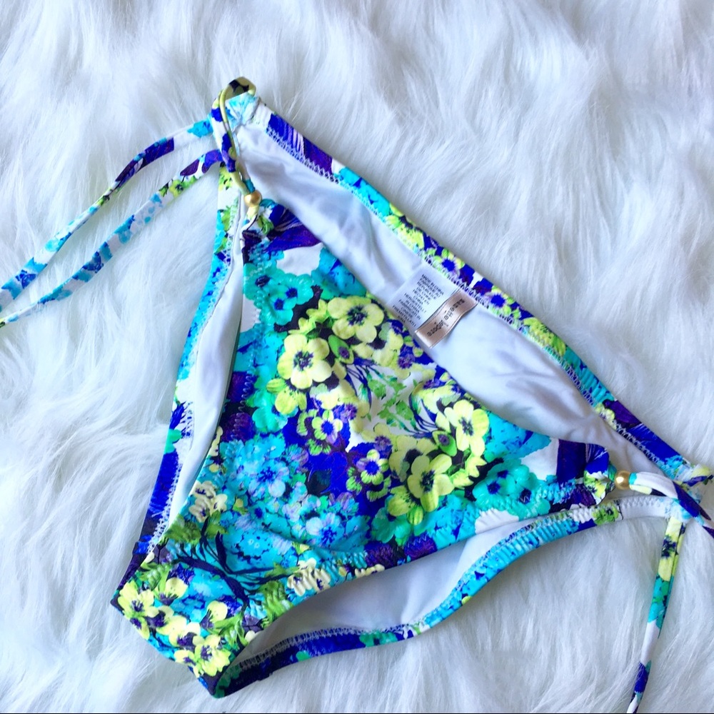 Nanette Lepore  Purple Pansies Bikini Bottoms GORGEOUS WATERCOLOR LOOK